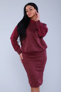 Костюм двойка женский с юбкой №20658 сандра (р-ры: 46-56) бордовый