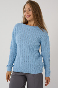 Джемпер женский "Бэлла" вязаный трикотаж (р-ры: 42-60) голубой