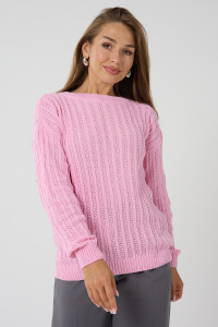 Джемпер женский "Бэлла" вязаный трикотаж (р-ры: 42-60) розовый