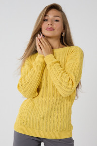 Джемпер женский "Бэлла" вязаный трикотаж (р-ры: 42-60) светло-желтый