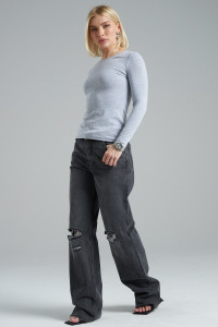 Лонгслив женский "Skims" фуллайкра кулирка вязаная (р-ры: 38-52) серый