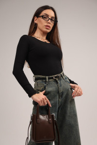 Лонгслив женский "Skims" фуллайкра кулирка вязаная (р-ры: 38-52) черный