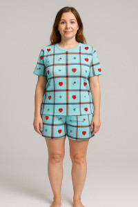 Пижама женская №805 кулирка (р-ры: 44-58) голубой