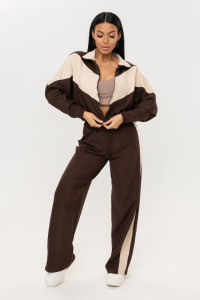 Костюм двойка женский 1902/2 футер (р-ры: 44-54) бежевый-коричневый