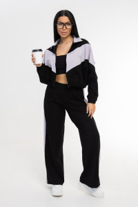 Костюм двойка женский 1902/1 футер (р-ры: 44-54) черный-серый