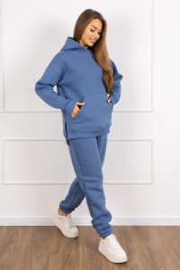 Костюм двойка женский 1950 футер 3-х нитка с начесом (р-ры: 44-58) голубой