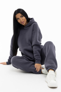 Костюм двойка женский 1950/5 футер 3-х нитка с начесом (р-ры: 44-58) графит