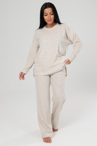 Костюм двойка женский КМ-2787 "Домашний" махра (р-ры: 46-60) беж