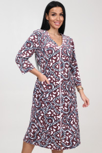 Халат женский ХВ-341 велюр (р-ры: 48-60) абстракц. с лео на какао