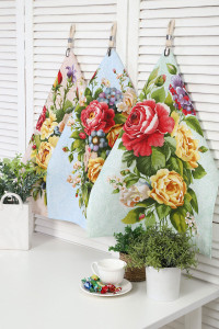 Набор кухонный из 3-х полотенец рогожка №32596