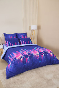 Постельное белье зима-лето поплин на резинке "Сити Найт"