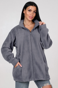 Толстовка женская "Макси" ТлФ-461 флис (р-ры: 62-72) т.серый