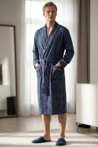 Халат мужской "Родриго" кулирка (р-ры: 48-62) синий