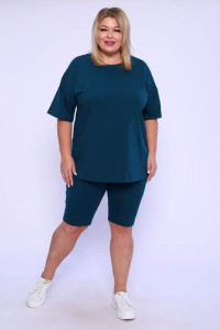 Костюм двойка женский КЖ-002 кулирка с лайкрой (р-ры: 42-66) изумрудный