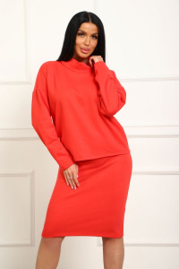 Костюм двойка женский с юбкой №20690 милано (р-ры: 46-56) коралловый