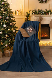 Плед флисовый "Темный деним"