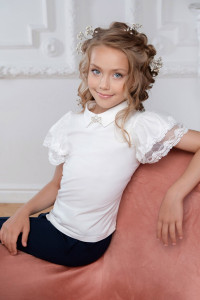 Блузка школьная "Анфиса" кулирка с лайкрой (р-ры: 32-38)