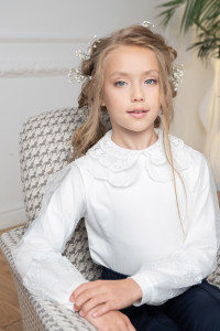 Блузка школьная "Виктория" кулирка с лайкрой (р-ры: 32-38)