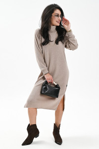 Платье женское №057922 вязаный трикотаж (р-ры: 46-52) бежевый