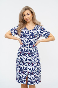 Халат женский №36930 кулирка (р-ры: 48-58) бело-синий