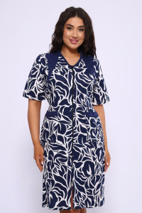 Халат женский №39042 кулирка (р-ры: 46-72) темно-синий