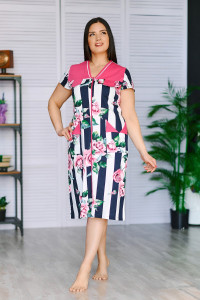 Халат женский №39015 кулирка (р-ры: 46-64) малина