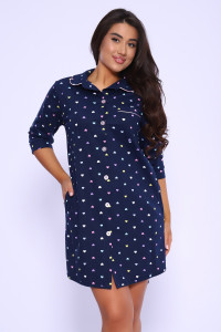 Халат женский №85026 кулирка (р-ры: 46-56) темно-синий