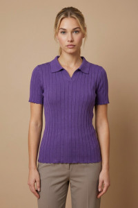 Футболка женская "Поло С" трикотажное полотно-пряжа (р-ры: 40-50) сиреневый