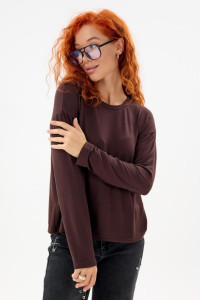 Лонгслив женский К 10639 трикотажное полотно (р-ры: 42-64) коричневый