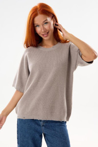 Футболка женская "Вязаная С" вязаное полотно (р-ры: XS-XXL) серый