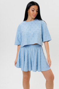 Костюм двойка женский 2230/2 махра-жаккард (р-ры: 44-50) голубой