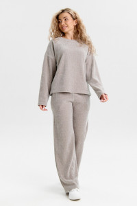 Костюм двойка женский №37001 жаккард (р-ры: 44-52) жемчужно-серый