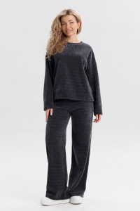 Костюм двойка женский №37001 жаккард (р-ры: 44-52) графит
