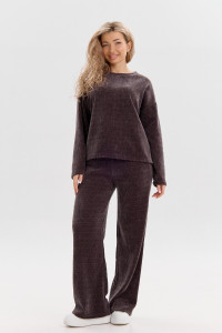 Костюм двойка женский №37001 жаккард (р-ры: 44-52) серо-коричневый