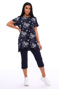 Пижама женская №516 кулирка (р-ры: 46-56) темно-синий