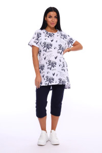 Пижама женская №516 кулирка (р-ры: 46-56) белый-синий