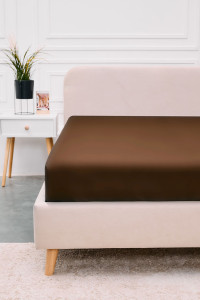 Простыня классическая поплин гладкокрашеный "Коричневый"
