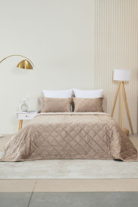 Покрывало микрофибра с велюровыми наволочками "Кристалл" бежевый