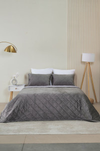 Покрывало микрофибра с велюровыми наволочками "Кристалл" графит