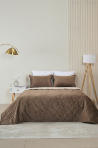 Покрывало микрофибра с велюровыми наволочками "Кристалл" коричневый