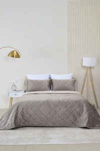 Покрывало микрофибра с велюровыми наволочками "Кристалл" какао