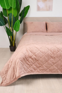 Покрывало микрофибра с велюровыми наволочками "Кристалл" пудра