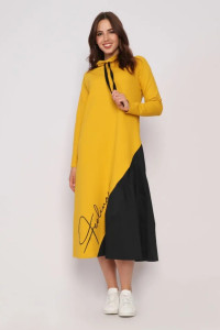 Платье женское "Такт" футер (последний размер) горчица 52