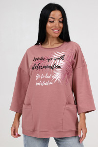 Туника женская "Дуэт" ТФ-60 футер (последний размер) пудра 52