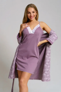 Пеньюар двойка женский "Дарья" 1222-3 кулирка (последний размер) сухая роза 52