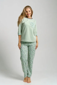 Пижама женская "Юля" кулирка (последний размер) зеленый цветы 60