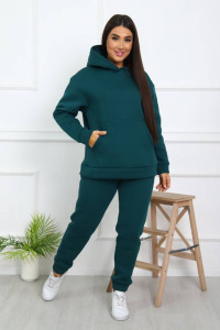 Костюм двойка женский КД-447 футер 3-х нитка (последний размер) зеленый 44