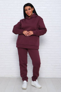 Костюм двойка женский КД-447 футер 3-х нитка (последний размер) бордовый 50,52,54