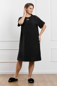 Туника женская "Рената-1" фактурный трикотаж (р-ры: 48-58) черный