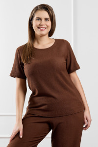 Футболка женская "Рената-4" фактурный трикотаж (р-ры: 48-58) коричневый
